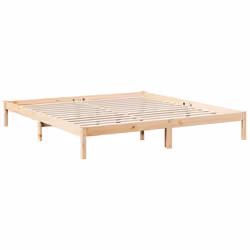 vidaXL Bed Frame Bedroom Wooden Bed Base Mattress Foundation Solid Pinewood - natural, 180 x 210 cm - Additional view 2