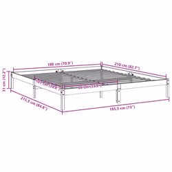 vidaXL Bed Frame Bedroom Wooden Bed Base Mattress Foundation Solid Pinewood - natural, 180 x 210 cm - Additional view 3