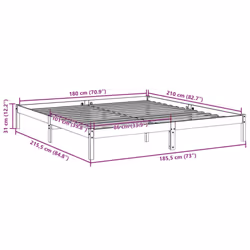 vidaXL Bed Frame Bedroom Wooden Bed Base Mattress Foundation Solid Pinewood - white, 180 x 210 cm - Additional view 8