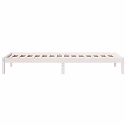 vidaXL Bed Frame Bedroom Wooden Bed Base Mattress Foundation Solid Pinewood - white, 100 x 220 cm - Additional view 4