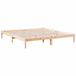 vidaXL Bed Frame Bedroom Wooden Bed Base Mattress Foundation Solid Pinewood - natural, 180 x 220 cm - Additional view 2