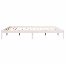 vidaXL Bed Frame Bedroom Wooden Bed Base Mattress Foundation Solid Pinewood - white, 200 x 220 cm - Additional view 4