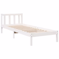 vidaXL Bed Frame Home Bedstead Bed Base Mattress Foundation Solid Pinewood - white, 100 x 220 cm - Additional view 2