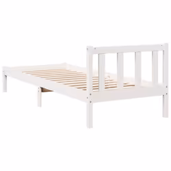 vidaXL Bed Frame Home Bedstead Bed Base Mattress Foundation Solid Pinewood - white, 100 x 220 cm - Additional view 5
