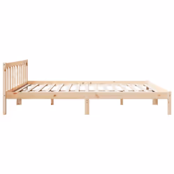 vidaXL Bed Frame Home Bedstead Bed Base Mattress Foundation Solid Pinewood - natural, 180 x 220 cm - Additional view 4