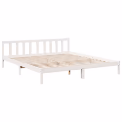 vidaXL Bed Frame Home Bedstead Bed Base Mattress Foundation Solid Pinewood - white, 200 x 220 cm - Additional view 2