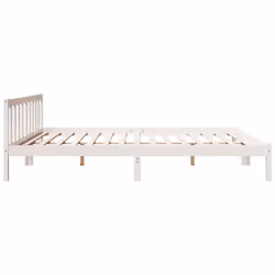 vidaXL Bed Frame Home Bedstead Bed Base Mattress Foundation Solid Pinewood - white, 200 x 220 cm - Additional view 4