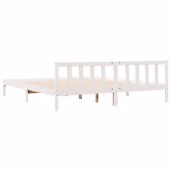vidaXL Bed Frame Home Bedstead Bed Base Mattress Foundation Solid Pinewood - white, 200 x 220 cm - Additional view 5