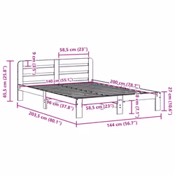 vidaXL Bed Frame without Mattress Bed Wax Brown 140x200 cm Solid Wood Pine
