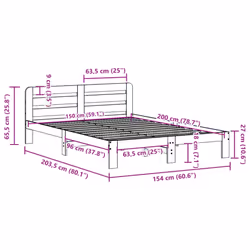 vidaXL Bed Frame without Mattress Bed Wax Brown King Size Solid Wood Pine - Additional view 8