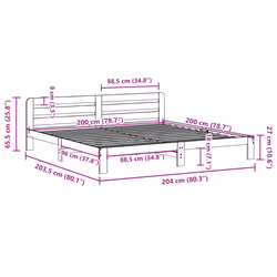 vidaXL Bed Frame without Mattress Bed Wax Brown 200x200 cm Solid Wood Pine