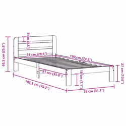 vidaXL Bed Frame without Mattress Bed Wax Brown Small Single Solid Wood Pine