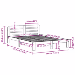 vidaXL Bed Frame without Mattress Wax Brown 135x190 cm Double Solid Wood Pine - Additional view 8
