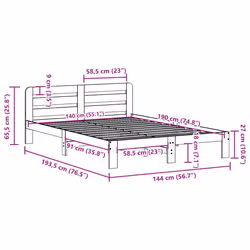 vidaXL Bed Frame without Mattress Bed Wax Brown 140x190 cm Solid Wood Pine