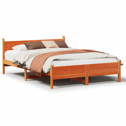 vidaXL Bed Frame without Mattress Bed Base Bedstead Solid Wood Pine - wax brown, 140 x 190 cm