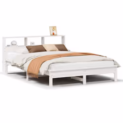 vidaXL Bookcase Bed without Mattress Wax Solid Wood Pine - white, 120 x 200 cm