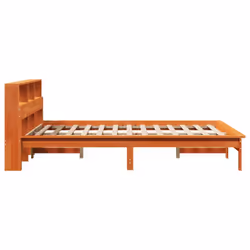vidaXL Bookcase Bed without Mattress Wax Solid Wood Pine - wax brown, 120 x 200 cm - Additional view 4