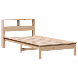 vidaXL Bookcase Bed without Mattress Wax Solid Wood Pine - natural, 100 x 200 cm