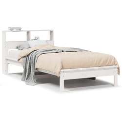vidaXL Bookcase Bed without Mattress Wax Solid Wood Pine - white, 100 x 200 cm