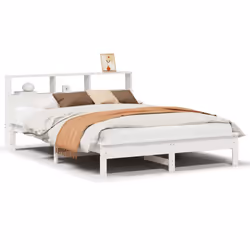vidaXL Bookcase Bed without Mattress Wax Solid Wood Pine - white, 120 x 190 cm