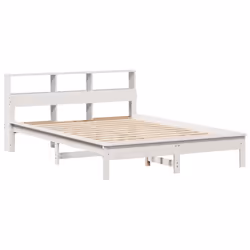 vidaXL Bookcase Bed without Mattress Wax Solid Wood Pine - white, 120 x 190 cm