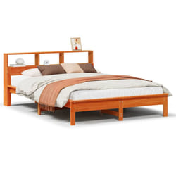 vidaXL Bookcase Bed without Mattress Wax Solid Wood Pine - wax brown, 120 x 190 cm