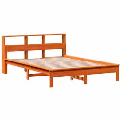vidaXL Bookcase Bed without Mattress Wax Solid Wood Pine - wax brown, 120 x 190 cm