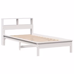 vidaXL Bookcase Bed without Mattress Wax Solid Wood Pine - white, 90 x 190 cm