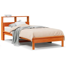 vidaXL Bookcase Bed without Mattress Wax Solid Wood Pine - wax brown, 90 x 190 cm