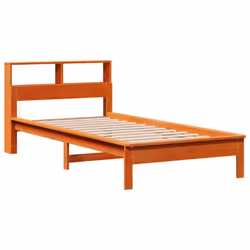 vidaXL Bookcase Bed without Mattress Wax Solid Wood Pine - wax brown, 90 x 190 cm