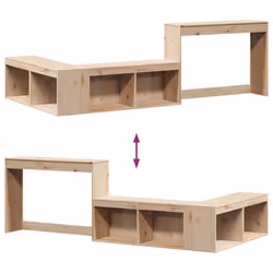 vidaXL Bedside Cabinet with Desk Bed Side Table Nightstand Solid Wood Pine - Additional view 6