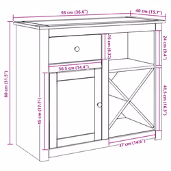 vidaXL Sideboard with Drawer Side Cabinet Cupboard Highboard Solid Wood Pine - Additional view 8