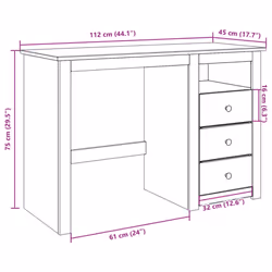 vidaXL Desk Writing Desk Study Working Table Computer Table Solid Wood Pine - Additional view 8