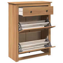 vidaXL Shoe Cabinet Shoe Storage Cupboard Shoe Shelf Holder Solid Wood Pine - Additional view 4
