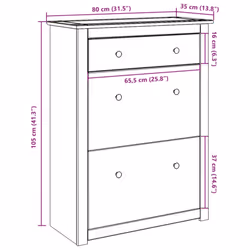 vidaXL Shoe Cabinet Shoe Storage Cupboard Shoe Shelf Holder Solid Wood Pine - Additional view 8
