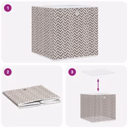 vidaXL Foldable Storage Boxes Storage Cube Storage Organiser Non-woven Fabric - brown, 10 pcs - Additional view 7