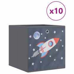 vidaXL Foldable Storage Boxes Storage Cube Storage Organiser Non-woven Fabric - grey, 10 pcs