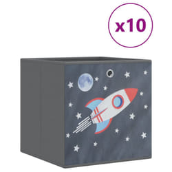 vidaXL Foldable Storage Boxes Storage Cube Storage Organiser Non-woven Fabric - grey, 10 pcs