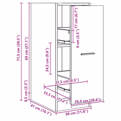vidaXL Apothecary Cabinet Storage Cabinet Apothecary Cupboard Engineered Wood - white, 30 x 41 x 77.5 cm - Additional view 3