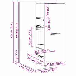 vidaXL Apothecary Cabinet Storage Cabinet Apothecary Cupboard Engineered Wood - old wood, 30 x 41 x 77.5 cm