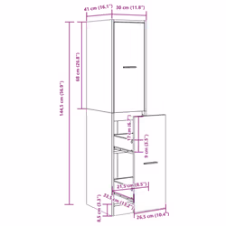 vidaXL Apothecary Cabinet Storage Cabinet Apothecary Cupboard Engineered Wood - 30 x 41 x 144.5 cm