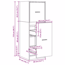 vidaXL Apothecary Cabinet Storage Cabinet Apothecary Cupboard Engineered Wood - black, 40 x 41 x 118 cm