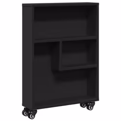 vidaXL Narrow Storage Trolley Bookcases Display Standing Shelf Engineered Wood - black