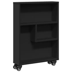 vidaXL Narrow Storage Trolley Bookcases Display Standing Shelf Engineered Wood - black