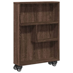 vidaXL Narrow Storage Trolley Bookcases Display Standing Shelf Engineered Wood - brown oak