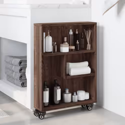 vidaXL Narrow Storage Trolley Bookcases Display Standing Shelf Engineered Wood - brown oak