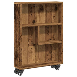 vidaXL Narrow Storage Trolley Bookcases Display Standing Shelf Engineered Wood - old wood