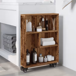 vidaXL Narrow Storage Trolley Bookcases Display Standing Shelf Engineered Wood - old wood