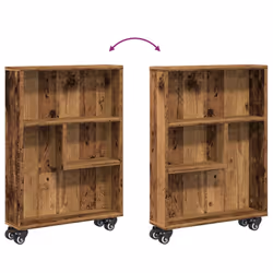 vidaXL Narrow Storage Trolley Bookcases Display Standing Shelf Engineered Wood - old wood - Additional view 6