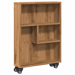 vidaXL Narrow Storage Trolley Bookcases Display Standing Shelf Engineered Wood - artisian oak